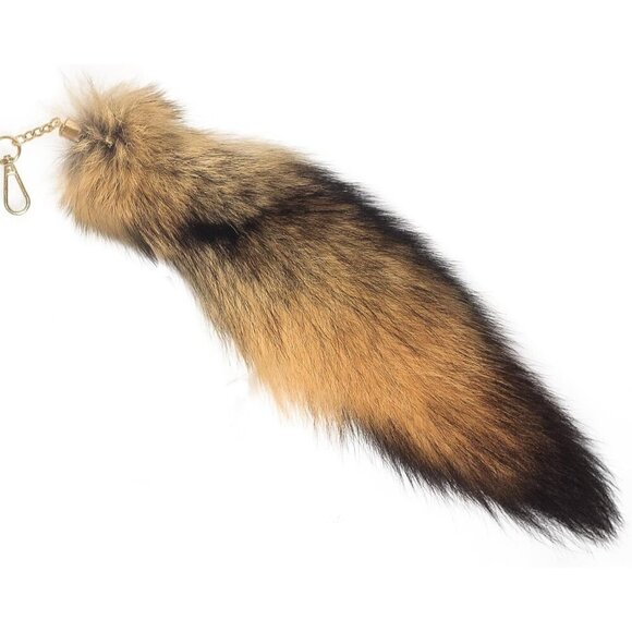 🆕Women Brown Fluffy Real Fox Tail Fur Keychain Pendant Cosplay Stylish Handbag - Picture 1 of 9